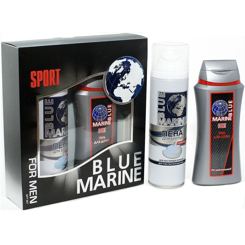 083м НАБОР Blue Marine Sport(гель д/д 250+пена д/бр200 )Блу