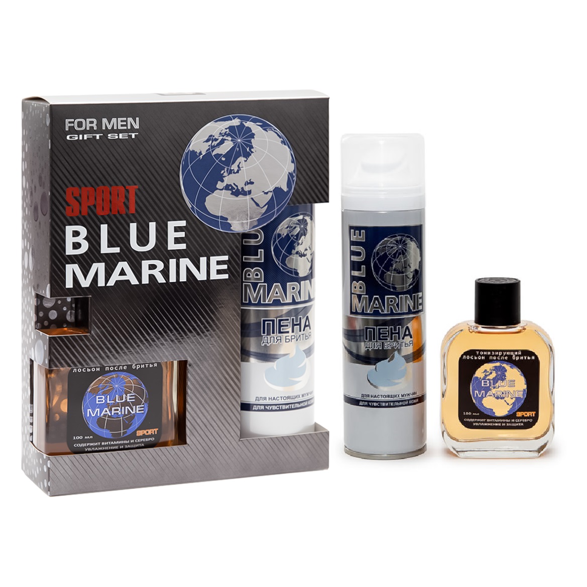 084м НАБОР Blue Marine Sport(лосьон п/бр 100+пена д/бр 200)