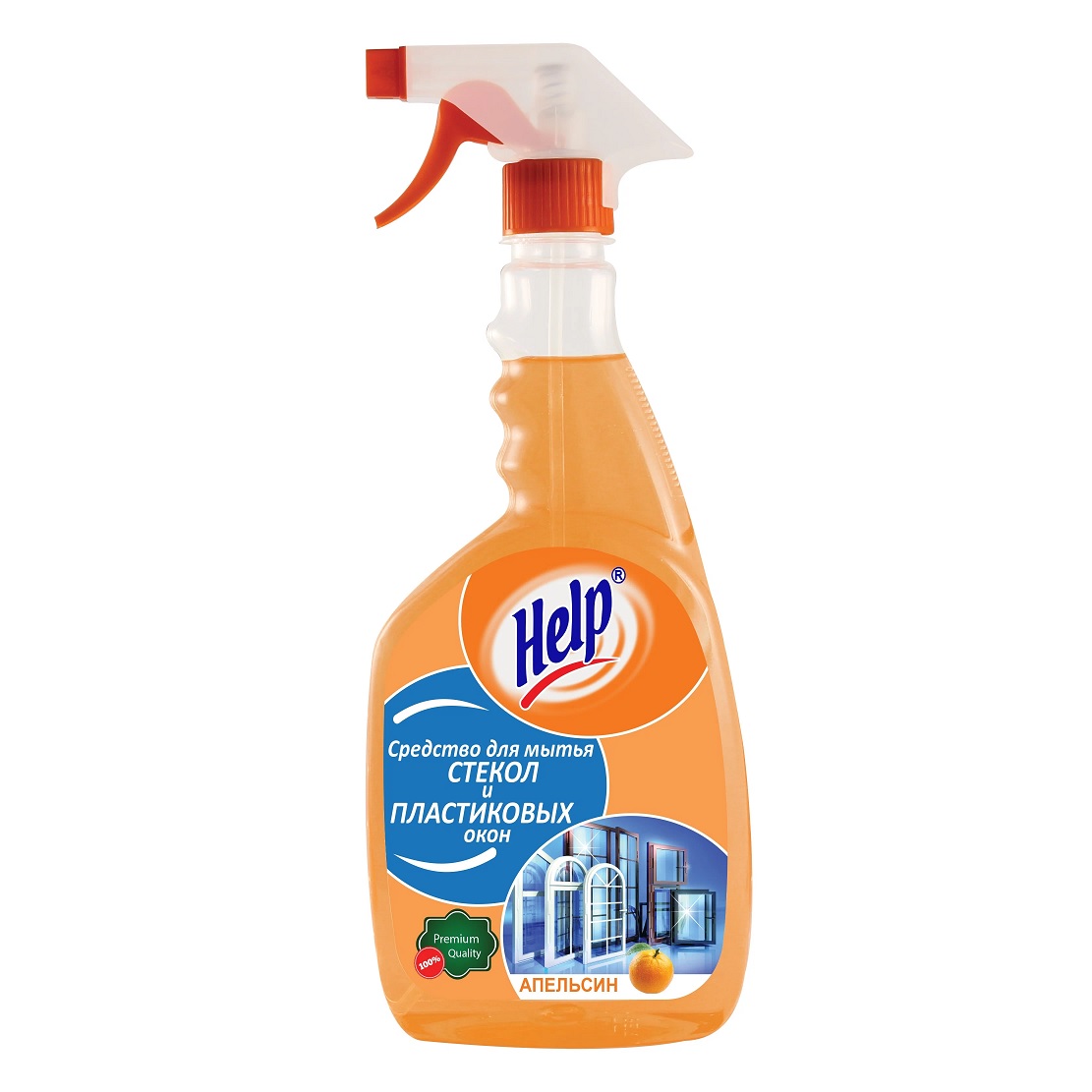 HELP ср-во д/мытья стекол 750г Апельсин (с распылит) д/мытья