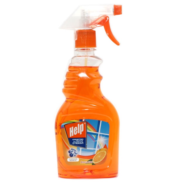 HELP ср-во д/мытья стекол 500г Апельсин с распылителем 1-032