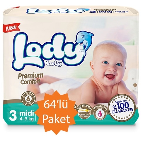 LODY BABY подгузники 3 МИДИ 64шт (4-9кг) C0007224 лоди бейб