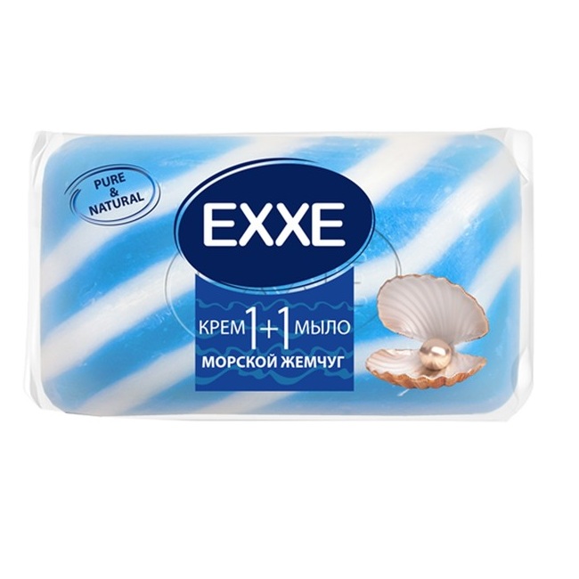 EXXE крем-мыло 1*90г 1+1 Морской жемчуг Синее полосатое один