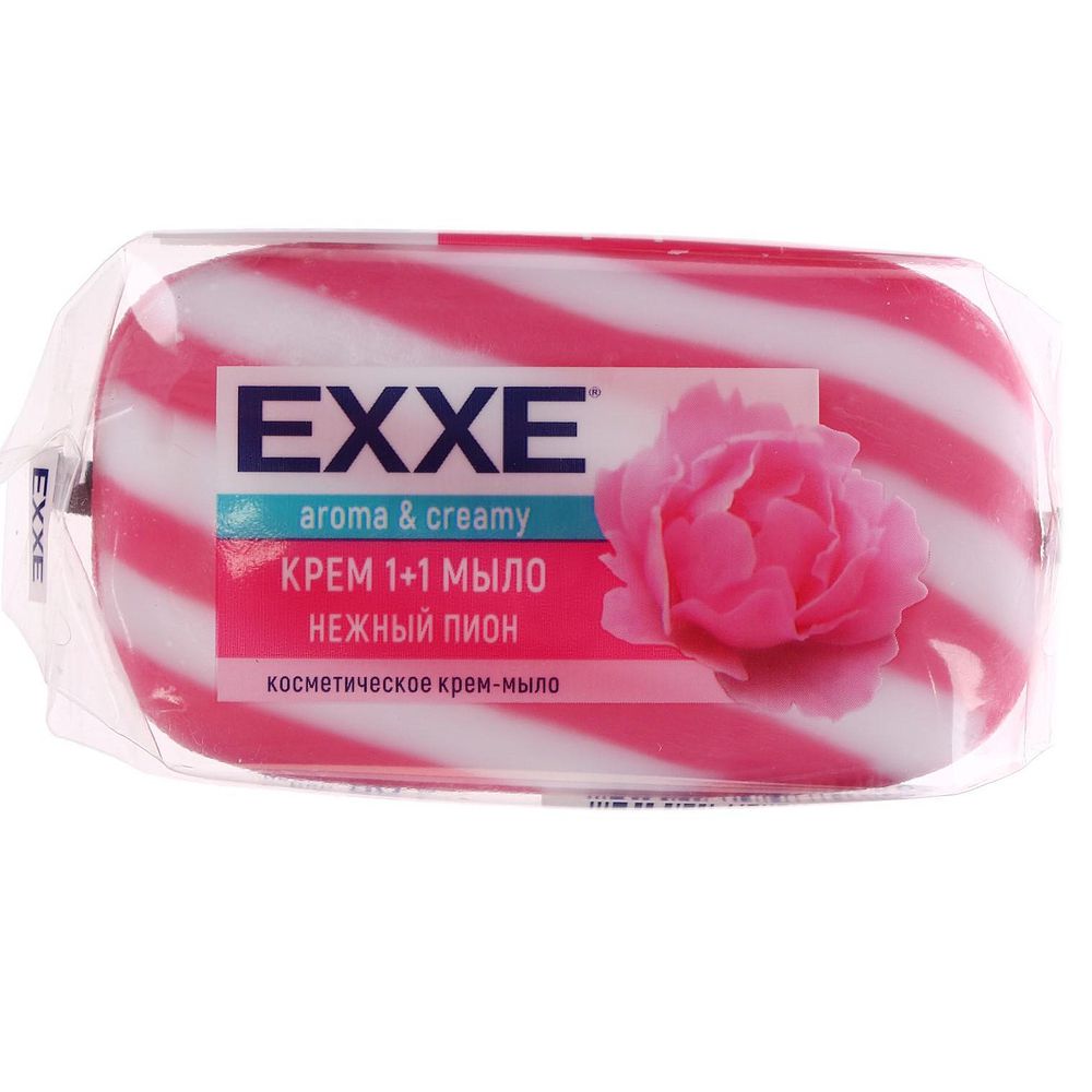 EXXE крем-мыло 1*90г 1+1 Нежный пион Розовое полосатое одино