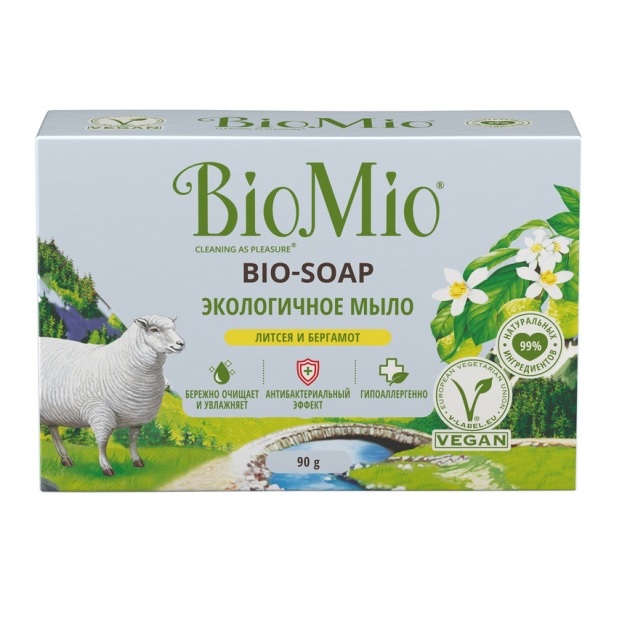 BioMio BIO туалетное мыло 90г Литсея и Бергамот (пенал)RU-CI